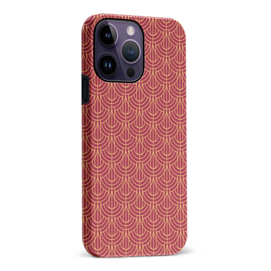 iPhone 14 Pro Max Curved Art Deco Phone Case in Red