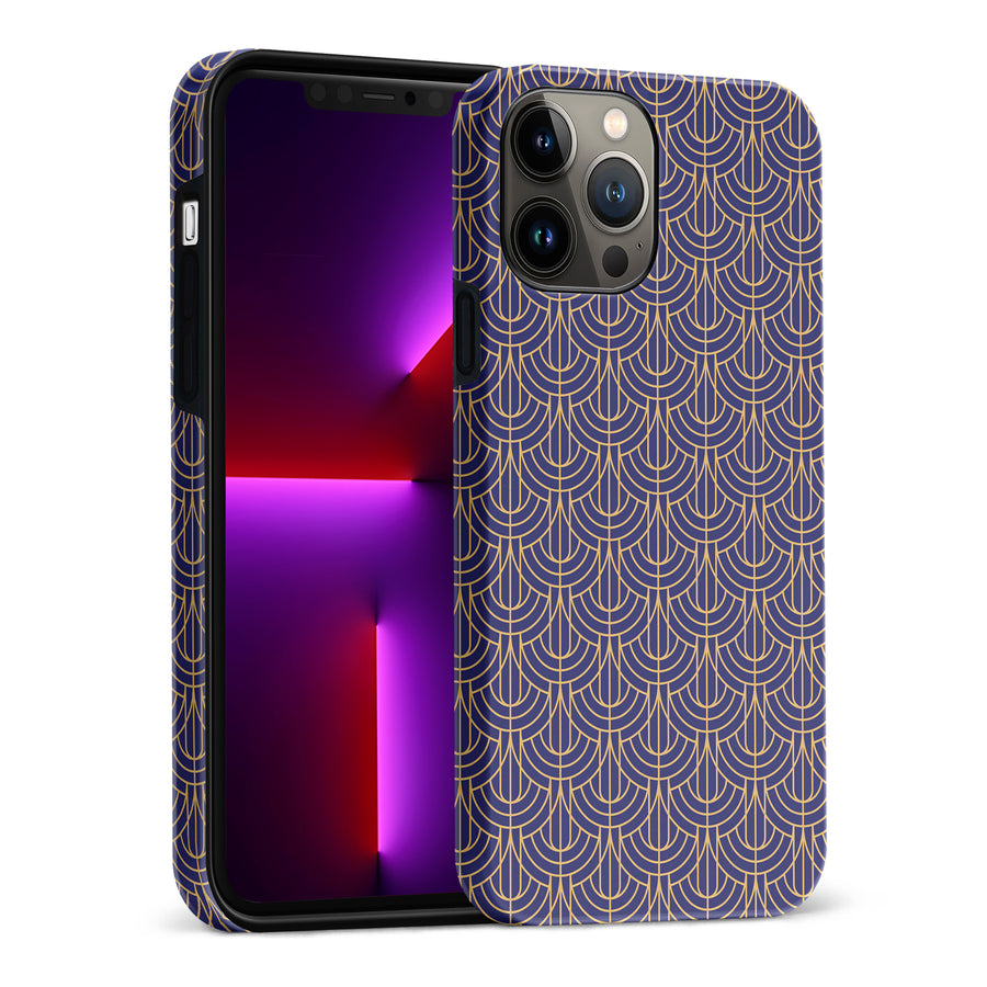 iPhone 13 Pro Max Curved Art Deco Phone Case in Purple