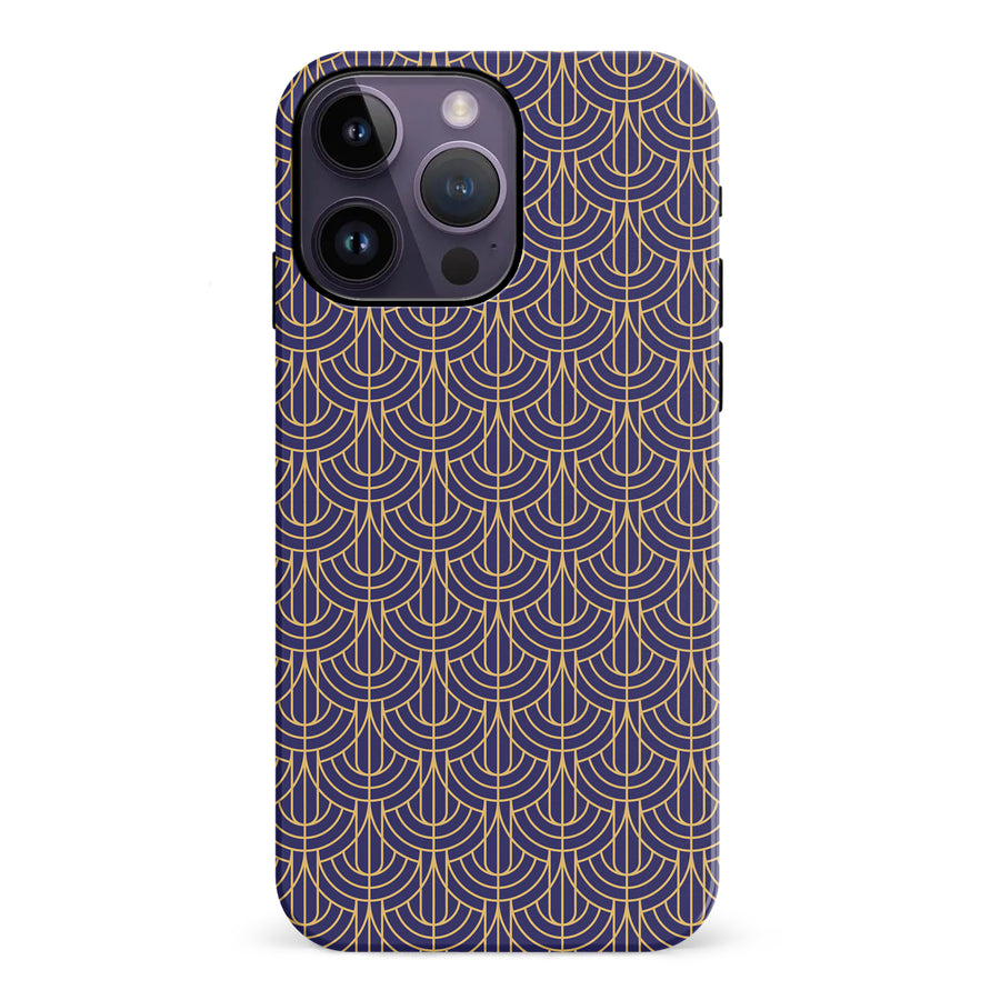 iPhone 14 Pro Max Curved Art Deco Phone Case in Purple