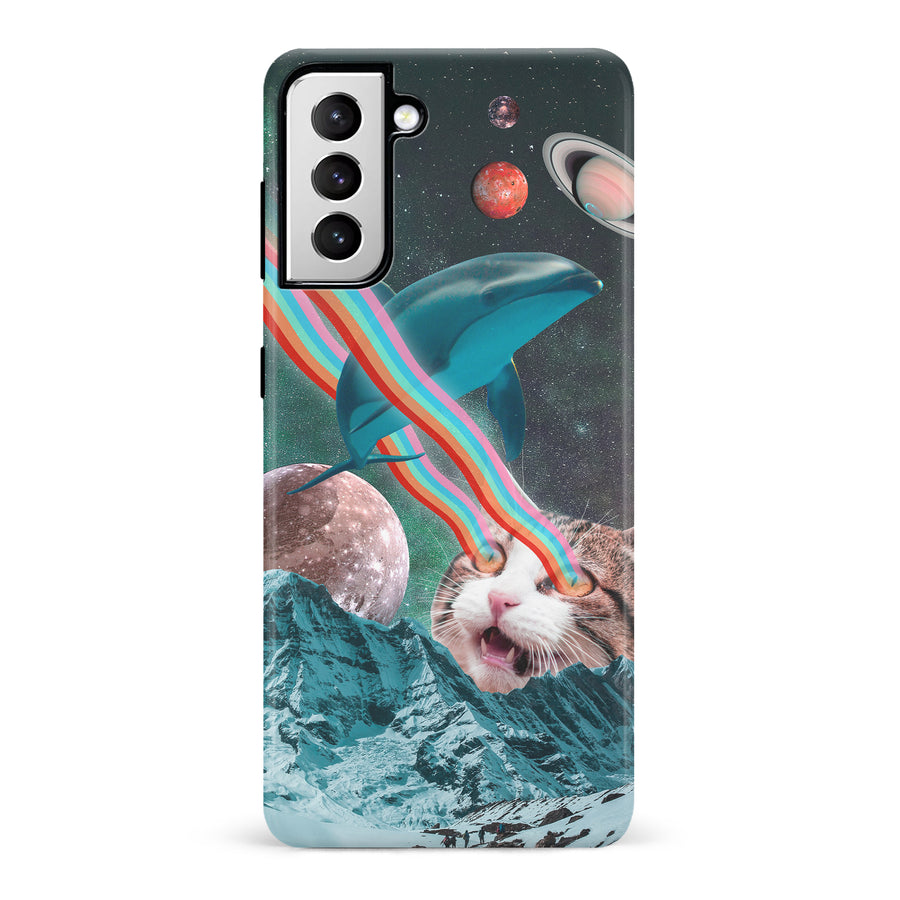 Samsung Galaxy S21 Cats in Space Psychedelic Phone Case