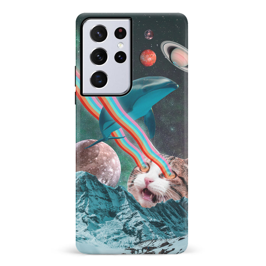 Samsung Galaxy S21 Ultra Cats in Space Psychedelic Phone Case