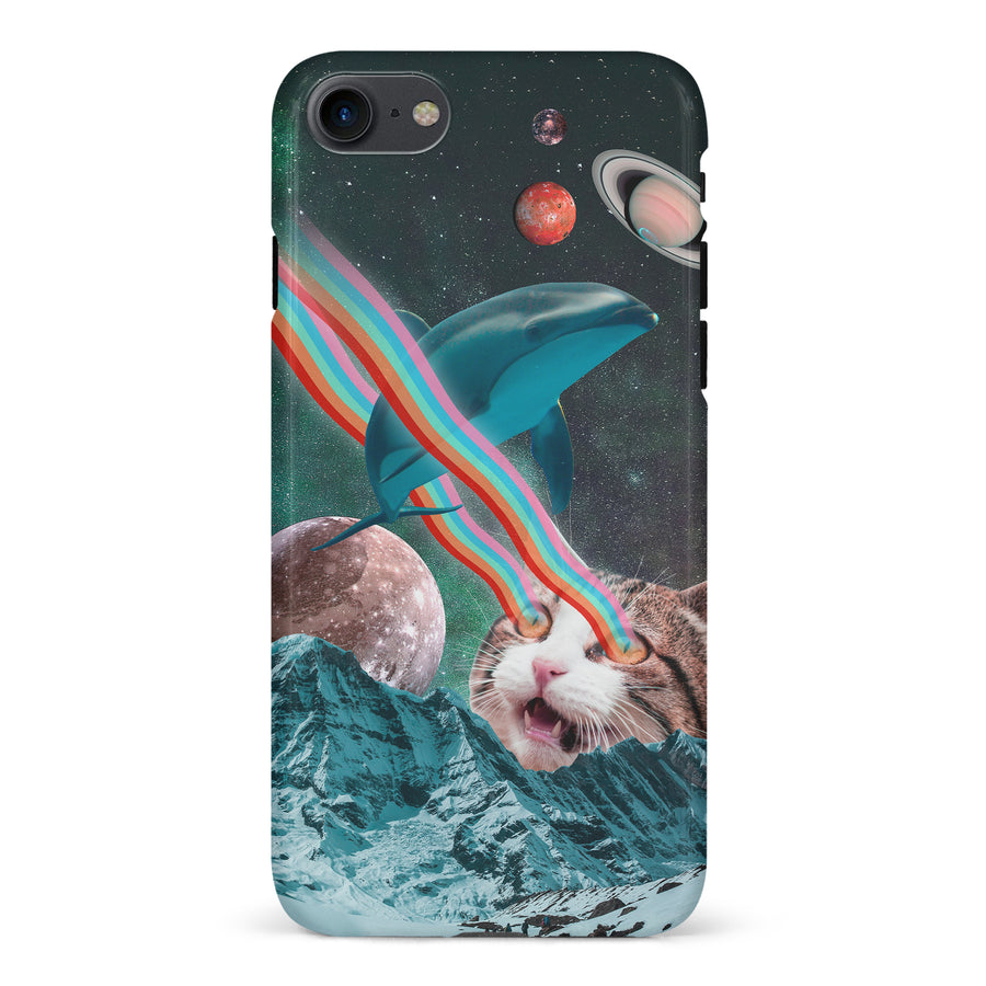 iPhone 7/8/SE Cats in Space Psychedelic Phone Case