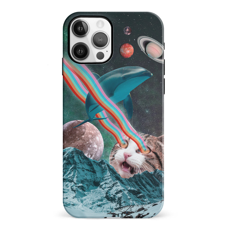 iPhone 12 Cats in Space Psychedelic Phone Case