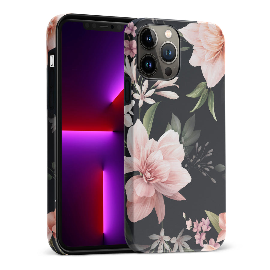 iPhone 13 Pro Max Peonies Two Floral Phone Case in Black