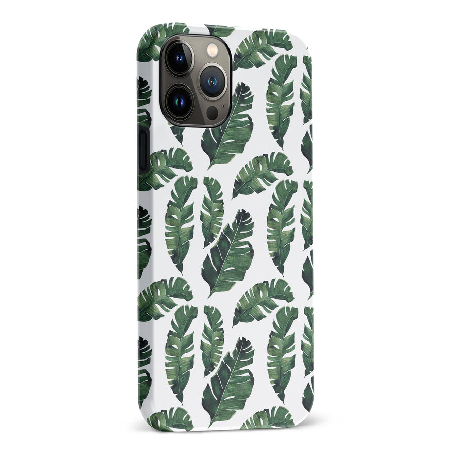 iPhone 13 Pro Max Banana Leaves Floral Phone Case in White