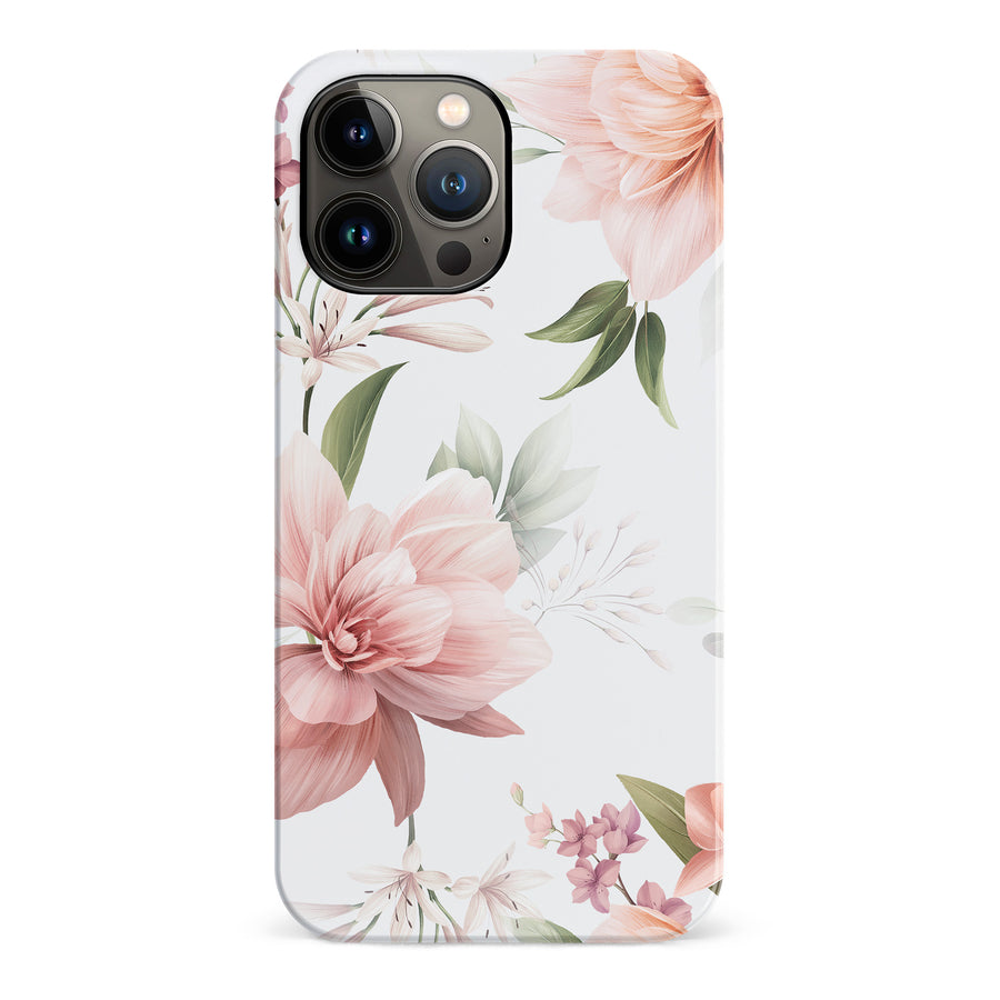 iPhone 13 Pro Max Peonies Two Phone Case in White