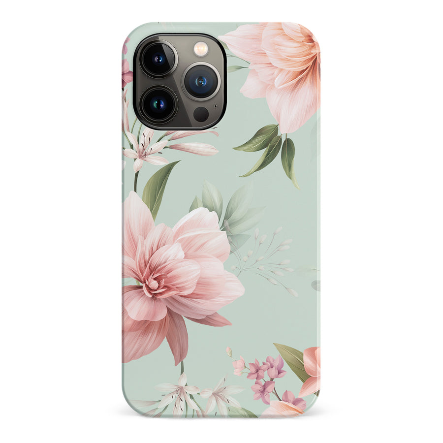iPhone 13 Pro Max Peonies Two Floral Phone Case in Green
