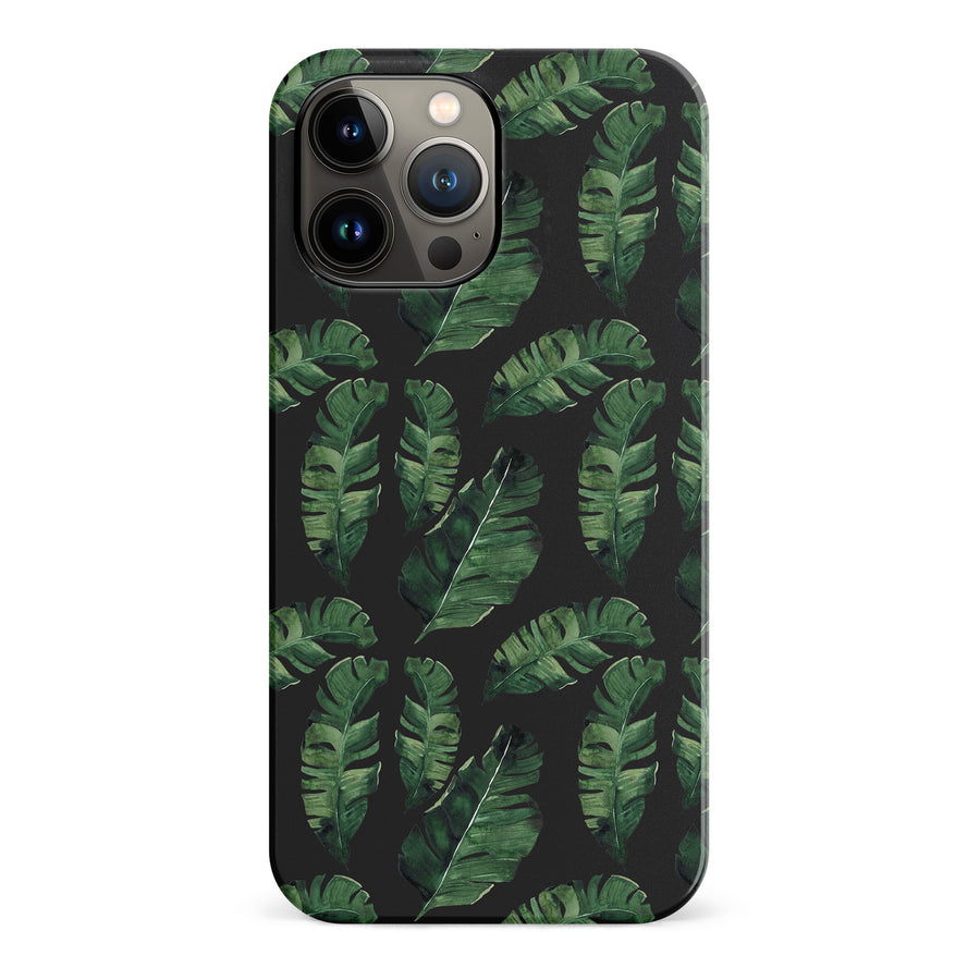 iPhone 13 Pro Max Banana Leaves Floral Phone Case in Black