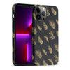 iPhone 13 Pro Max gold fern leaves phone case in black