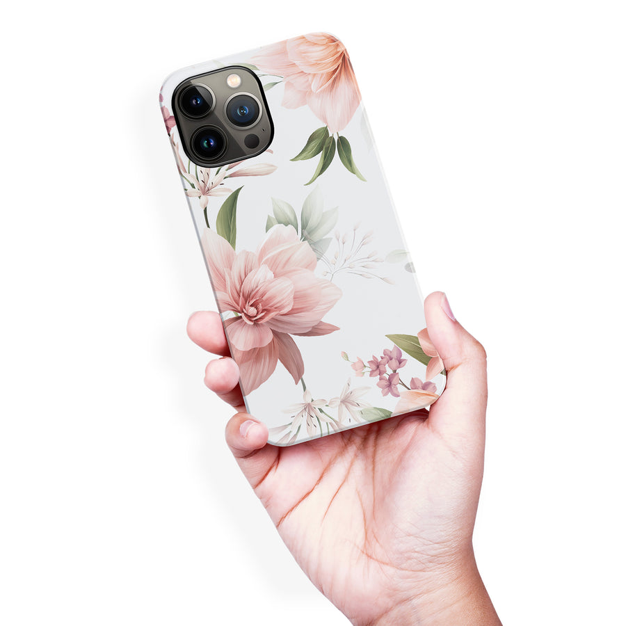 iPhone 13 Peonies Two Phone Case in White