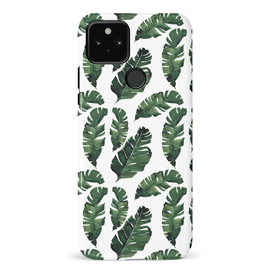Google Pixel 5 Banana Leaves Floral Phone Case in White