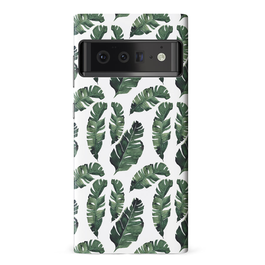 Google Pixel 6 Pro Banana Leaves Floral Phone Case in White
