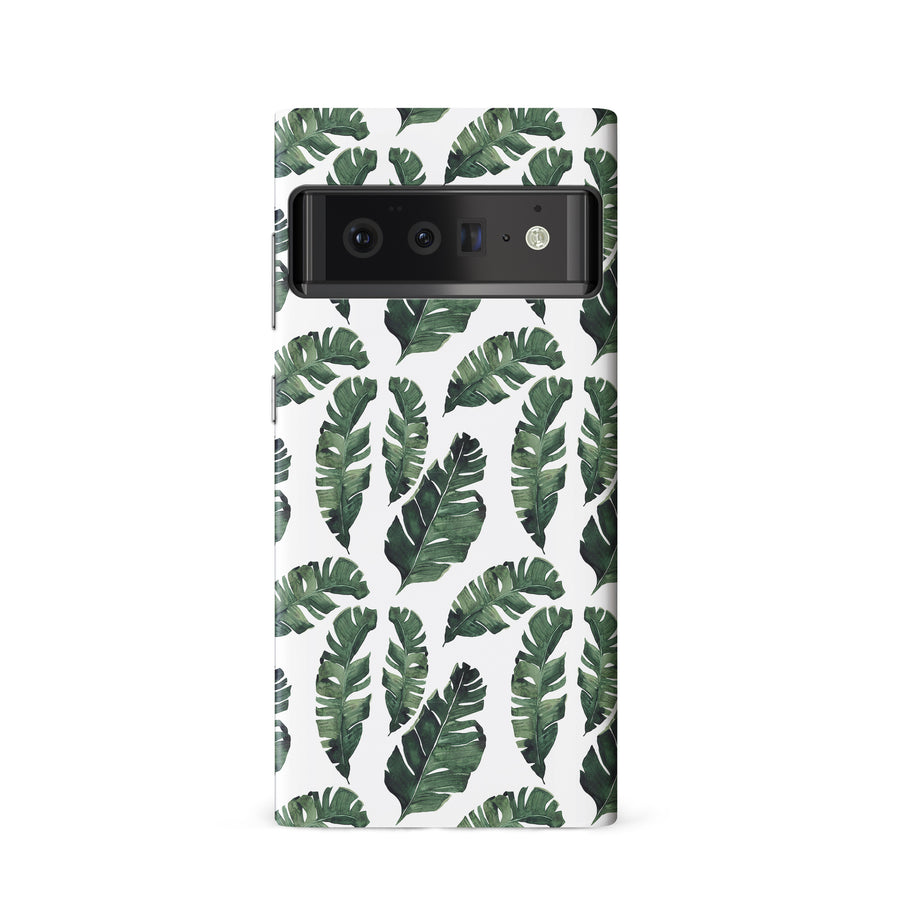 Google Pixel 6 Banana Leaves Floral Phone Case in White
