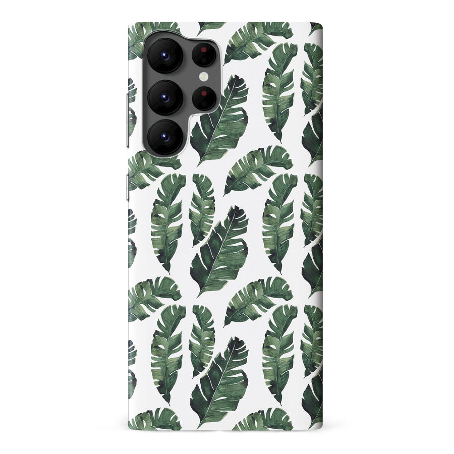 Samsung Galaxy S22 Ultra Banana Leaves Floral Phone Case in White