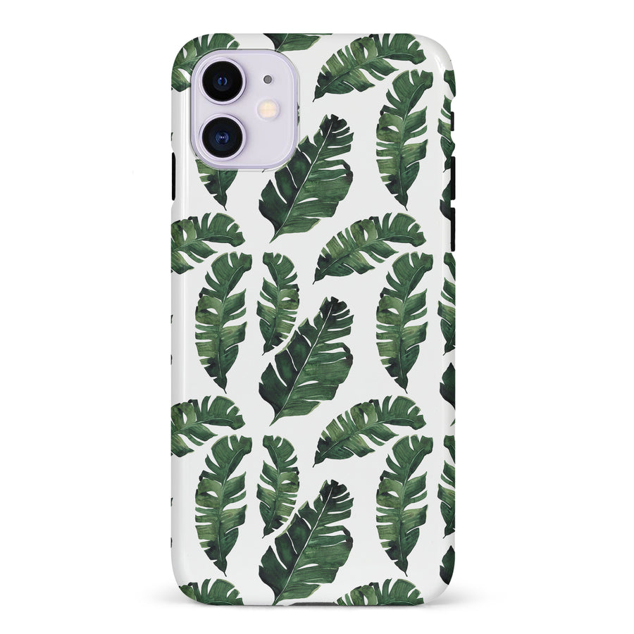 iPhone 11 Banana Leaves Floral Phone Case in White
