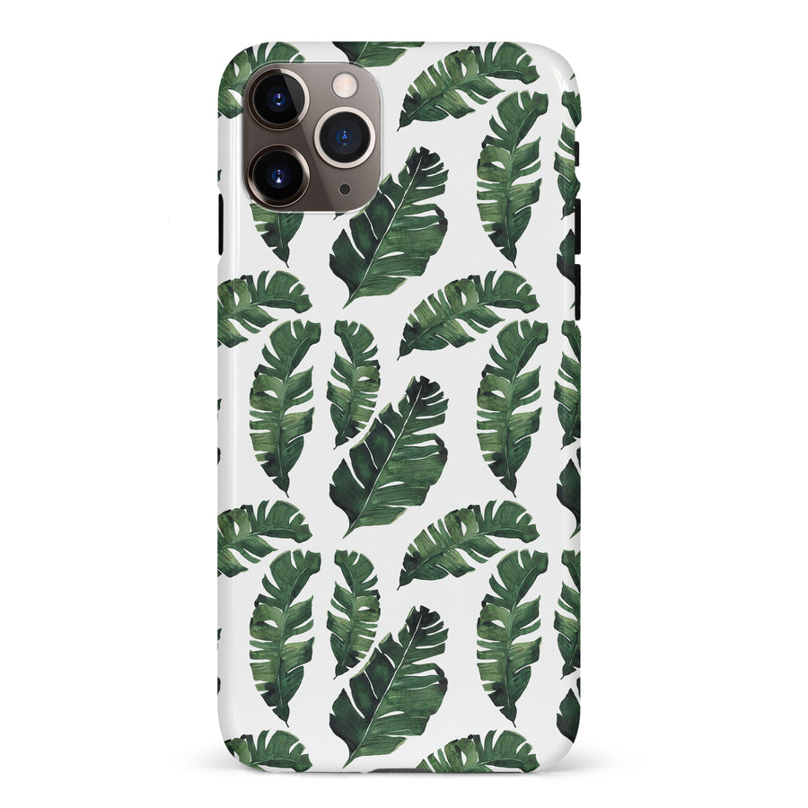 iPhone 11 Pro Max Banana Leaves Floral Phone Case in White