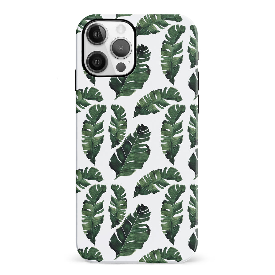 iPhone 12 Banana Leaves Floral Phone Case in White