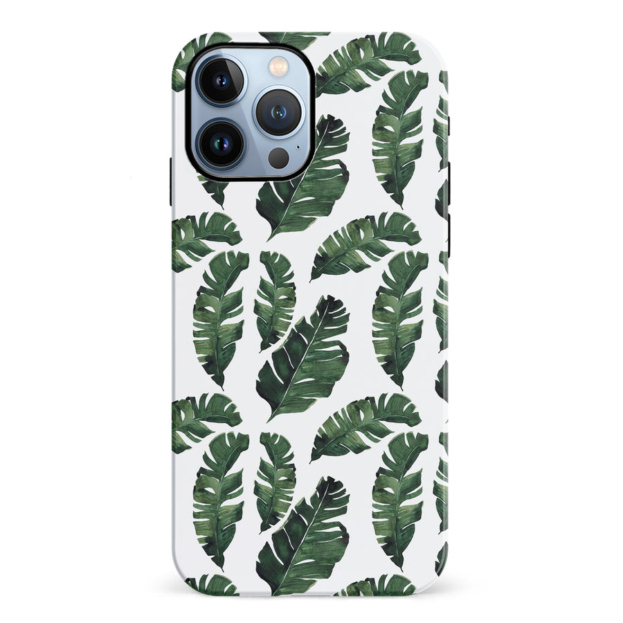 iPhone 12 Pro Banana Leaves Floral Phone Case in White