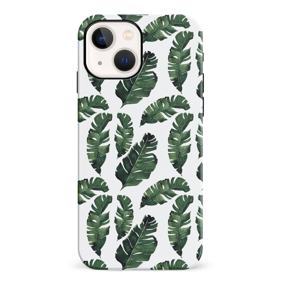 iPhone 13 Banana Leaves Floral Phone Case in White