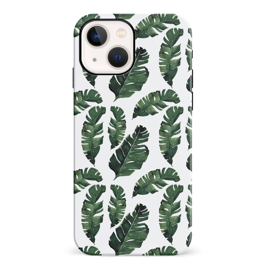 iPhone 13 Mini Banana Leaves Floral Phone Case in White