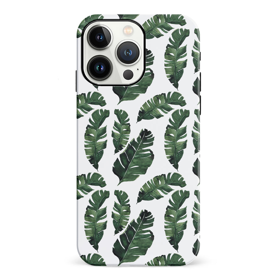 iPhone 13 Pro Banana Leaves Floral Phone Case in White