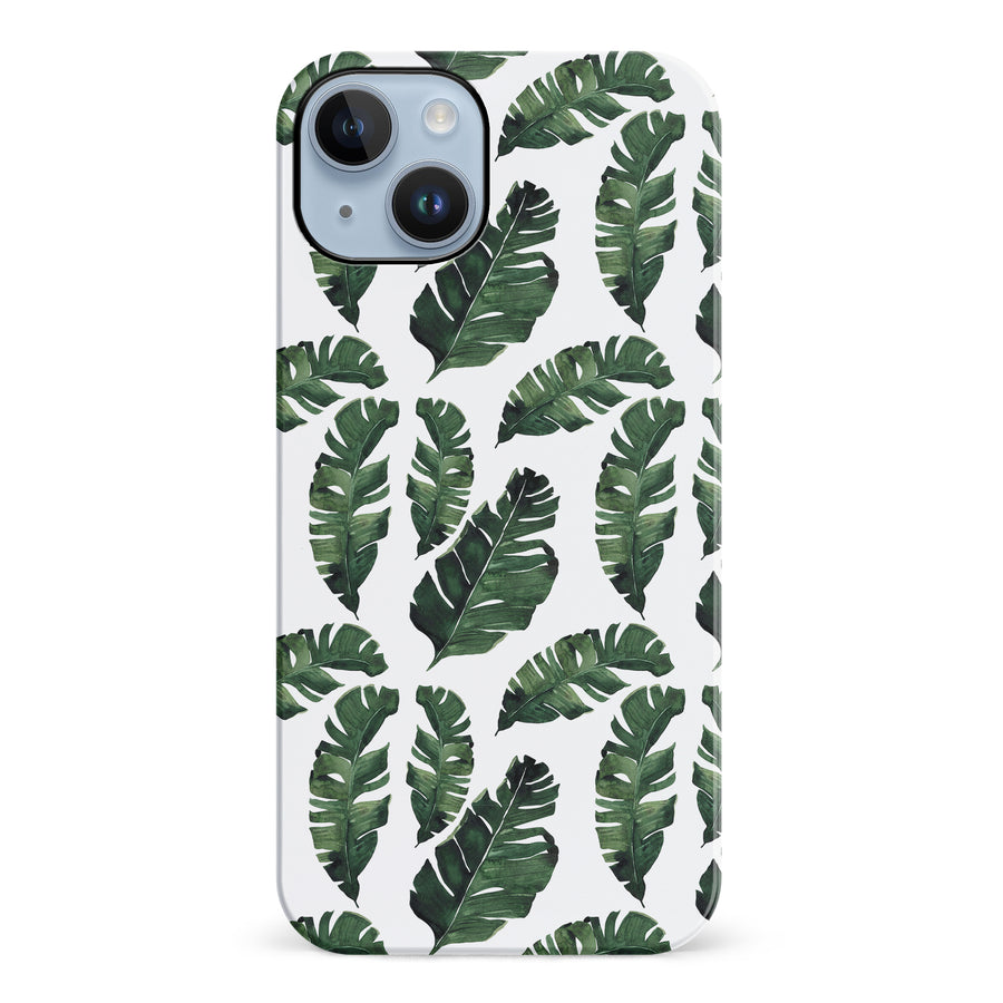 iPhone 14 Plus Banana Leaves Floral Phone Case in White
