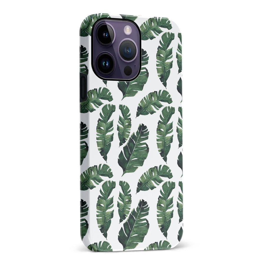 iPhone 14 Pro Max Banana Leaves Floral Phone Case in White