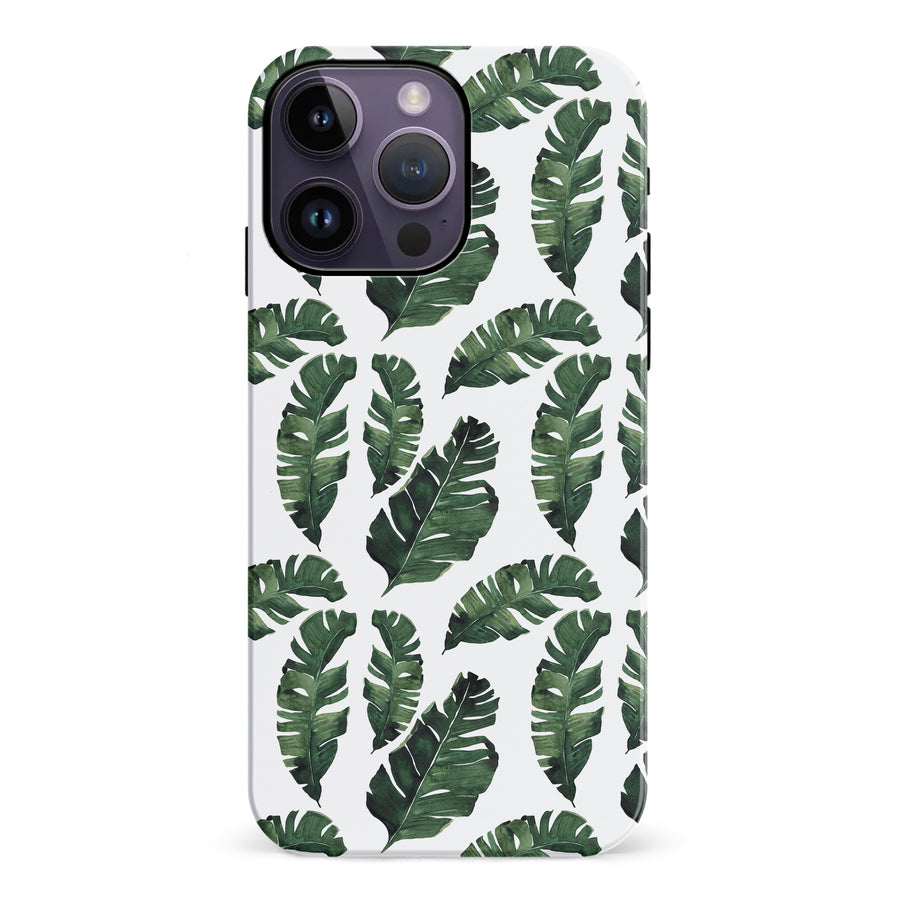 iPhone 14 Pro Max Banana Leaves Floral Phone Case in White