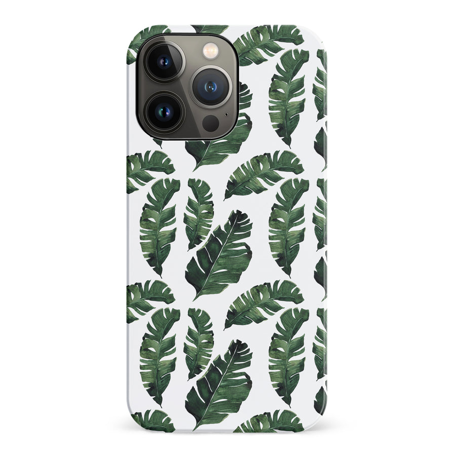 iPhone 14 Pro Banana Leaves Floral Phone Case in White