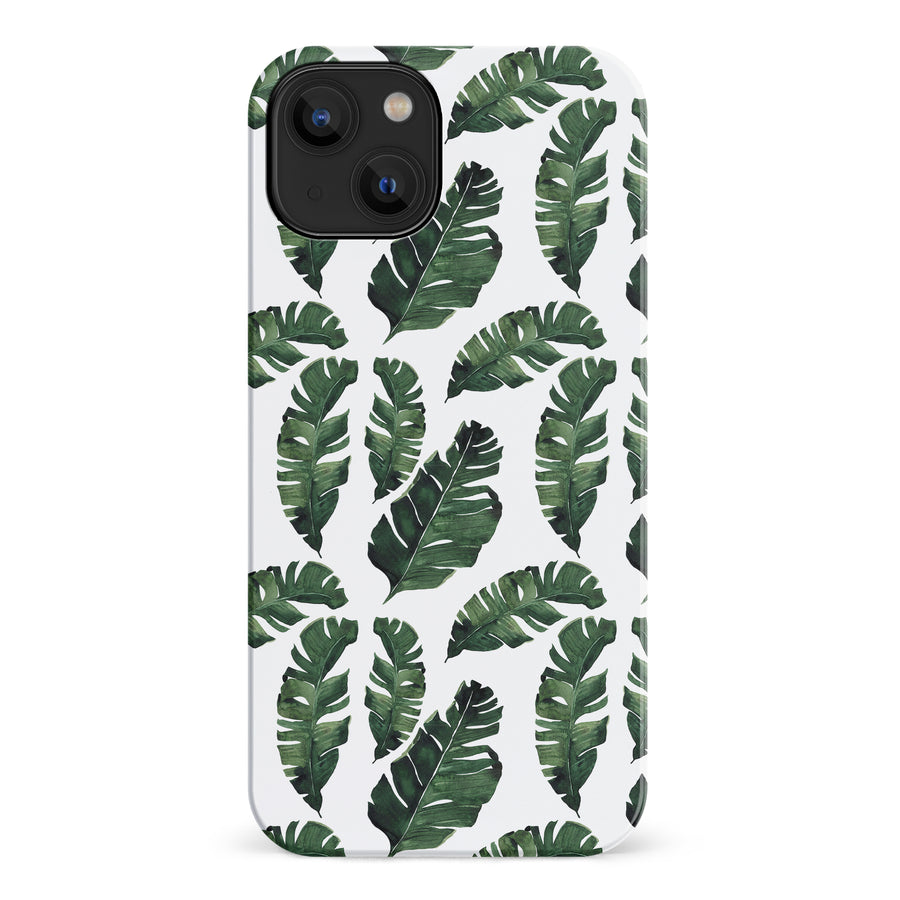 iPhone 14 Banana Leaves Floral Phone Case in White