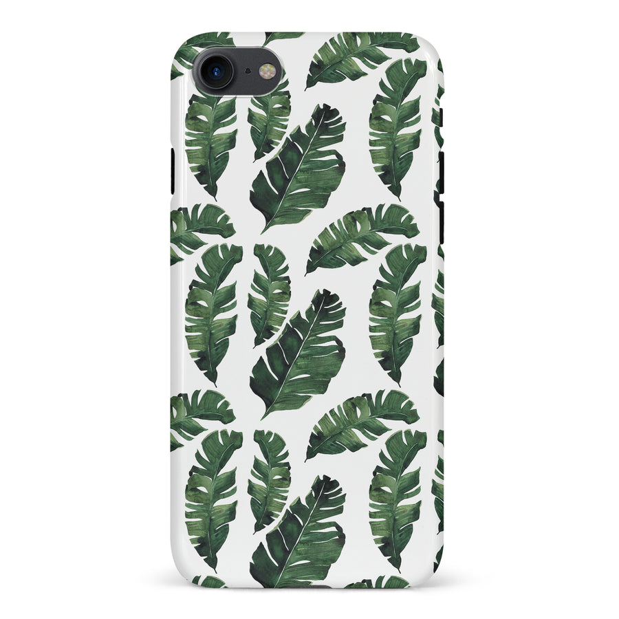 iPhone 7/8/SE Banana Leaves Floral Phone Case in White