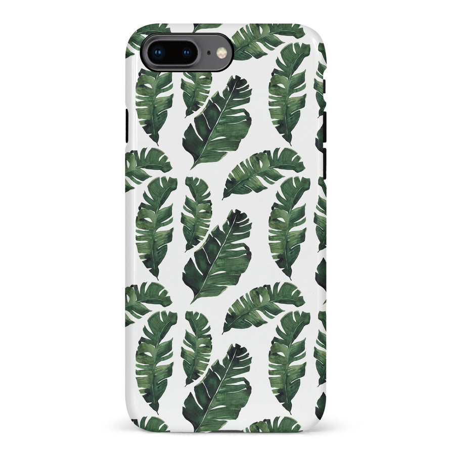 iPhone 7 Plus / 8 Plus Banana Leaves Floral Phone Case in White