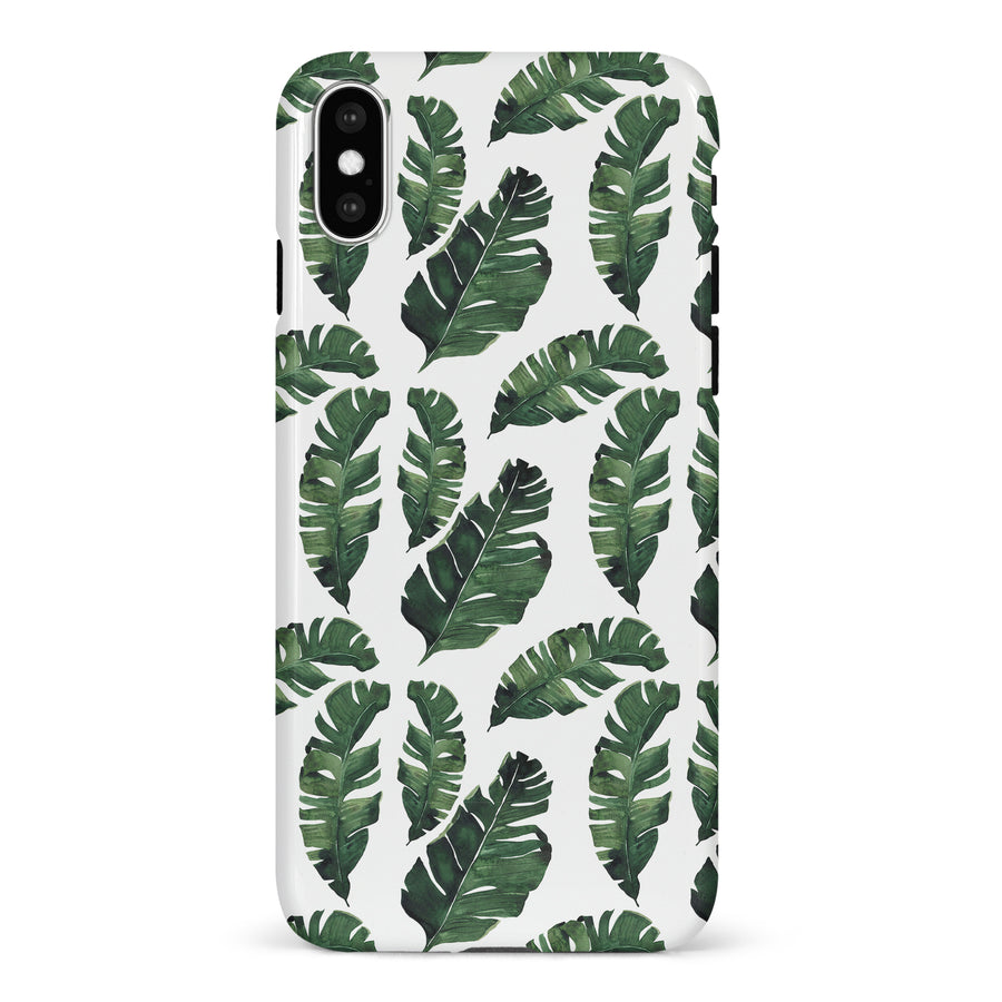 iPhone X/XS Banana Leaves Floral Phone Case in White