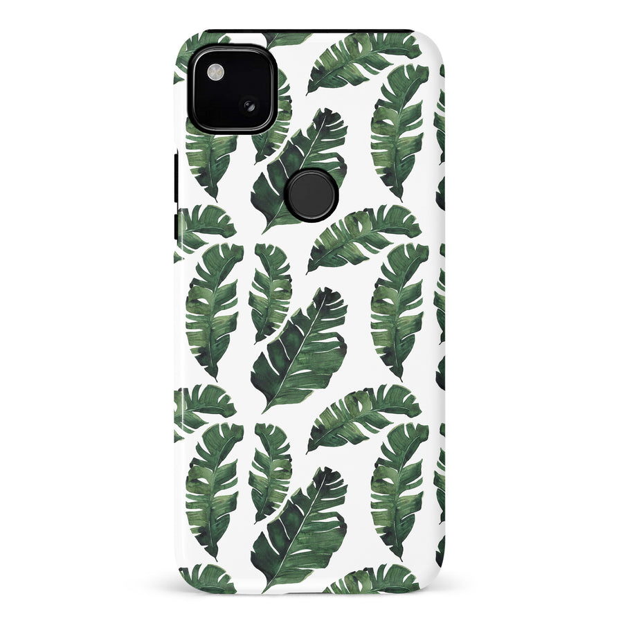 Google Pixel 4A Banana Leaves Floral Phone Case in White