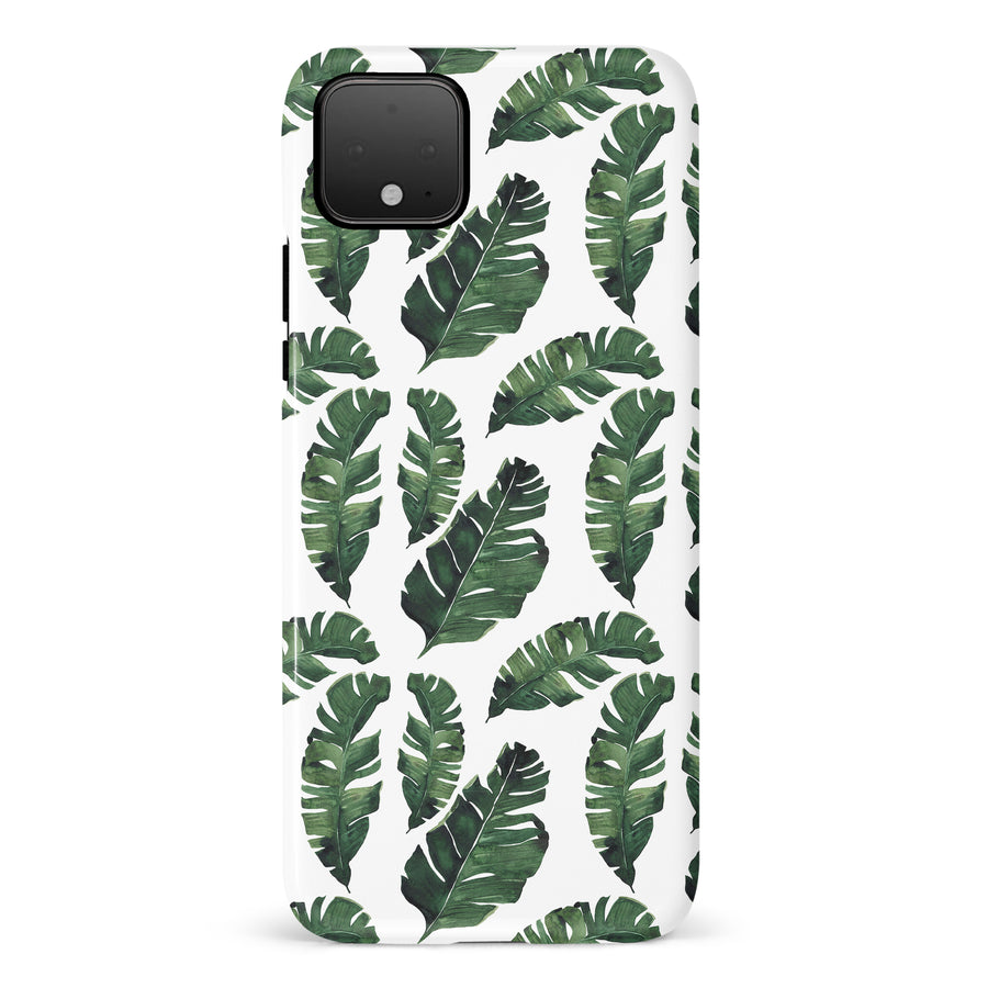 Google Pixel 4 Banana Leaves Floral Phone Case in White
