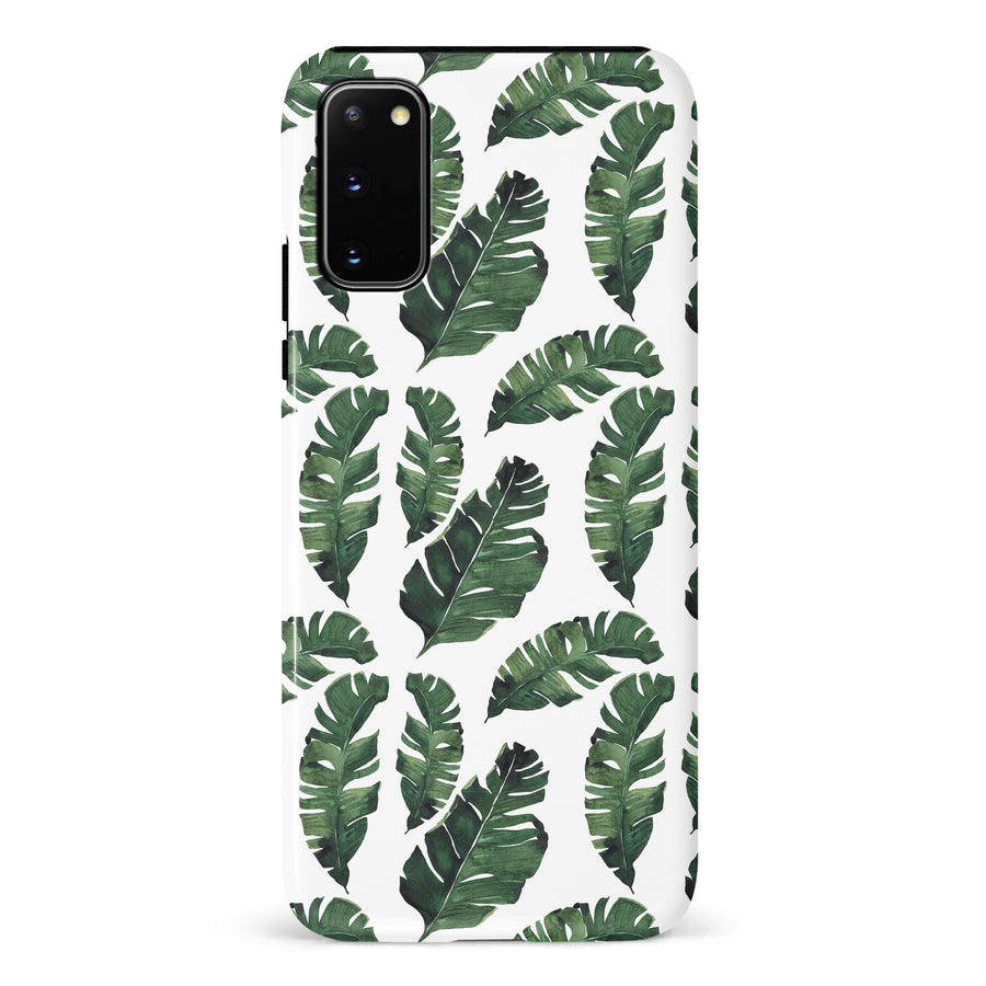 Samsung Galaxy S20 Banana Leaves Floral Phone Case in White