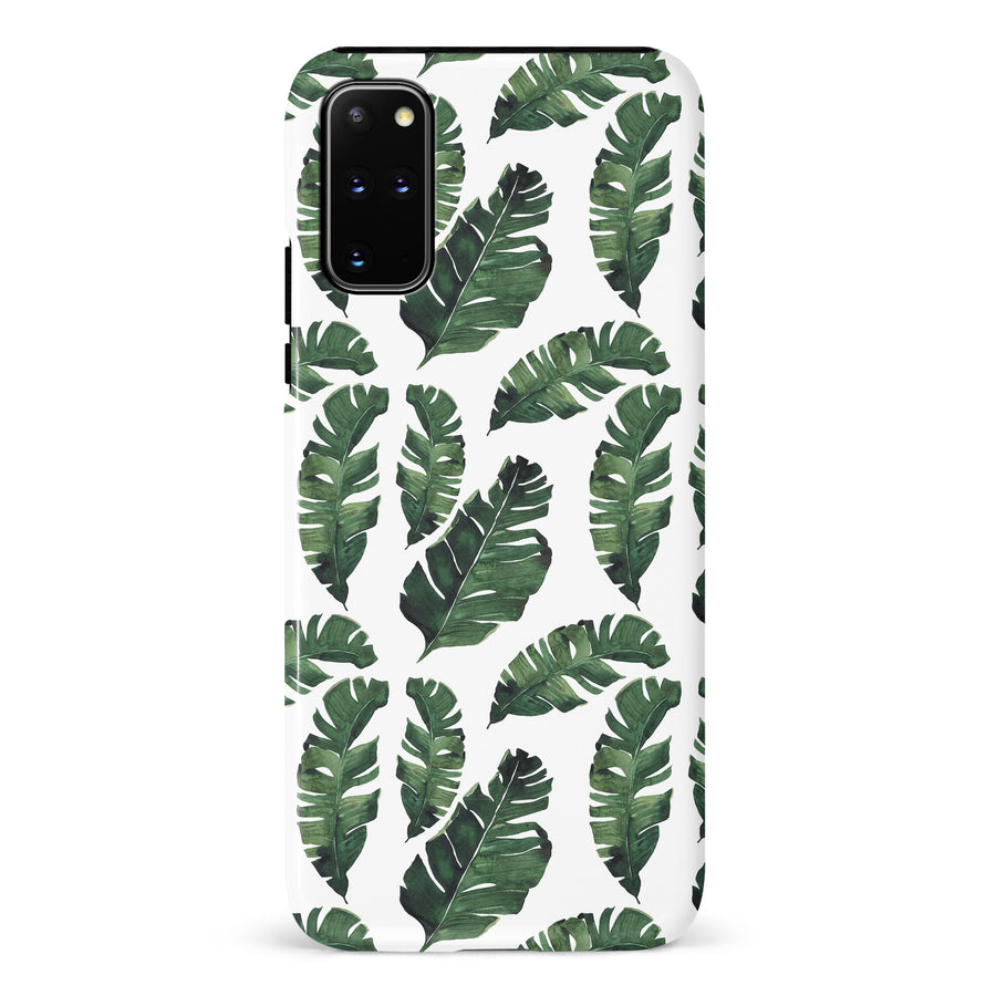 Samsung Galaxy S20 Plus Banana Leaves Floral Phone Case in White