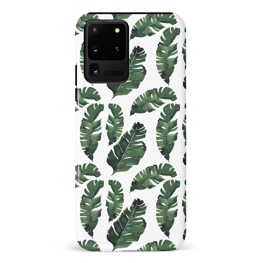 Samsung Galaxy S20 Ultra Banana Leaves Floral Phone Case in White