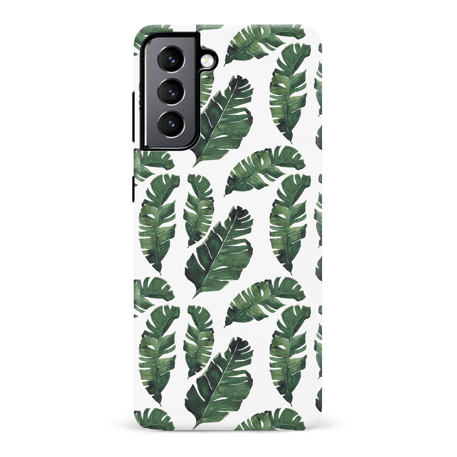Samsung Galaxy S22 Banana Leaves Floral Phone Case in White