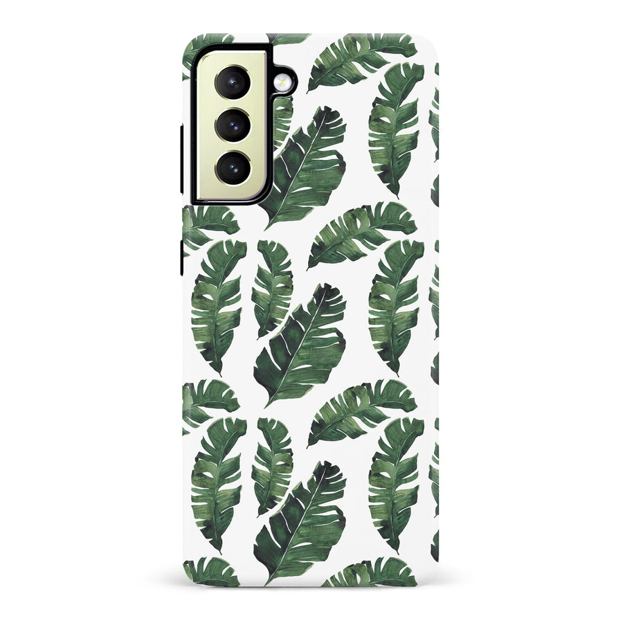 Samsung Galaxy S22 Plus Banana Leaves Floral Phone Case in White