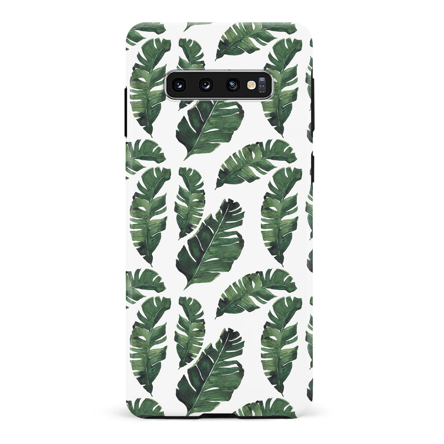 Samsung Galaxy S10 Banana Leaves Floral Phone Case in White