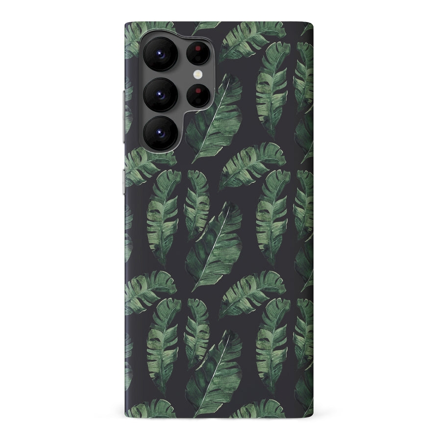 Samsung Galaxy S22 Ultra Banana Leaves Floral Phone Case in Black