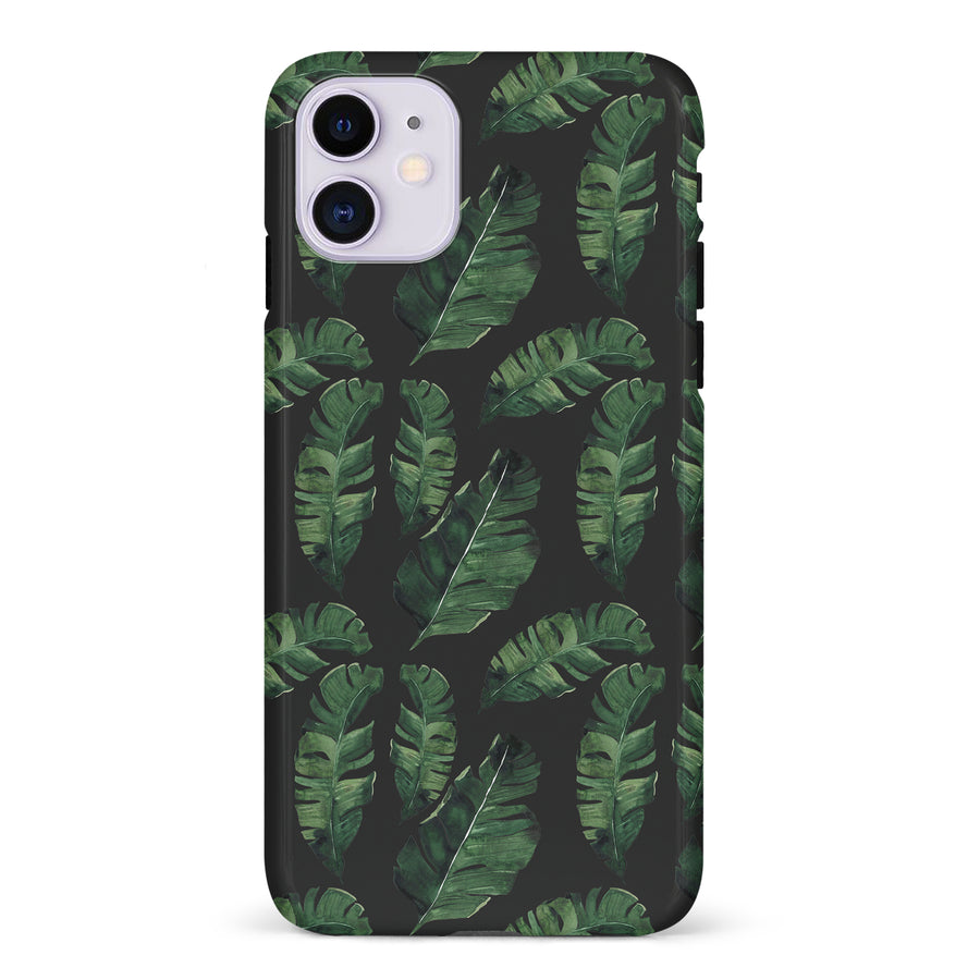 iPhone 11 Banana Leaves Floral Phone Case in Black