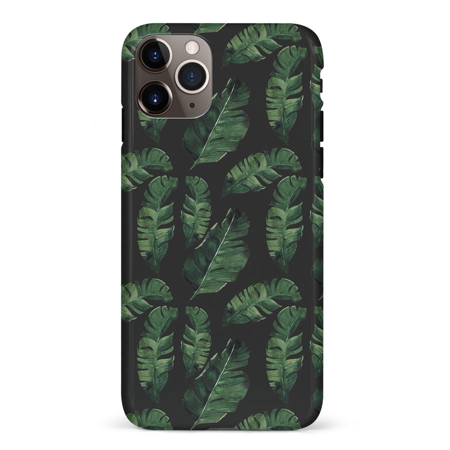 iPhone 11 Pro Max Banana Leaves Floral Phone Case in Black