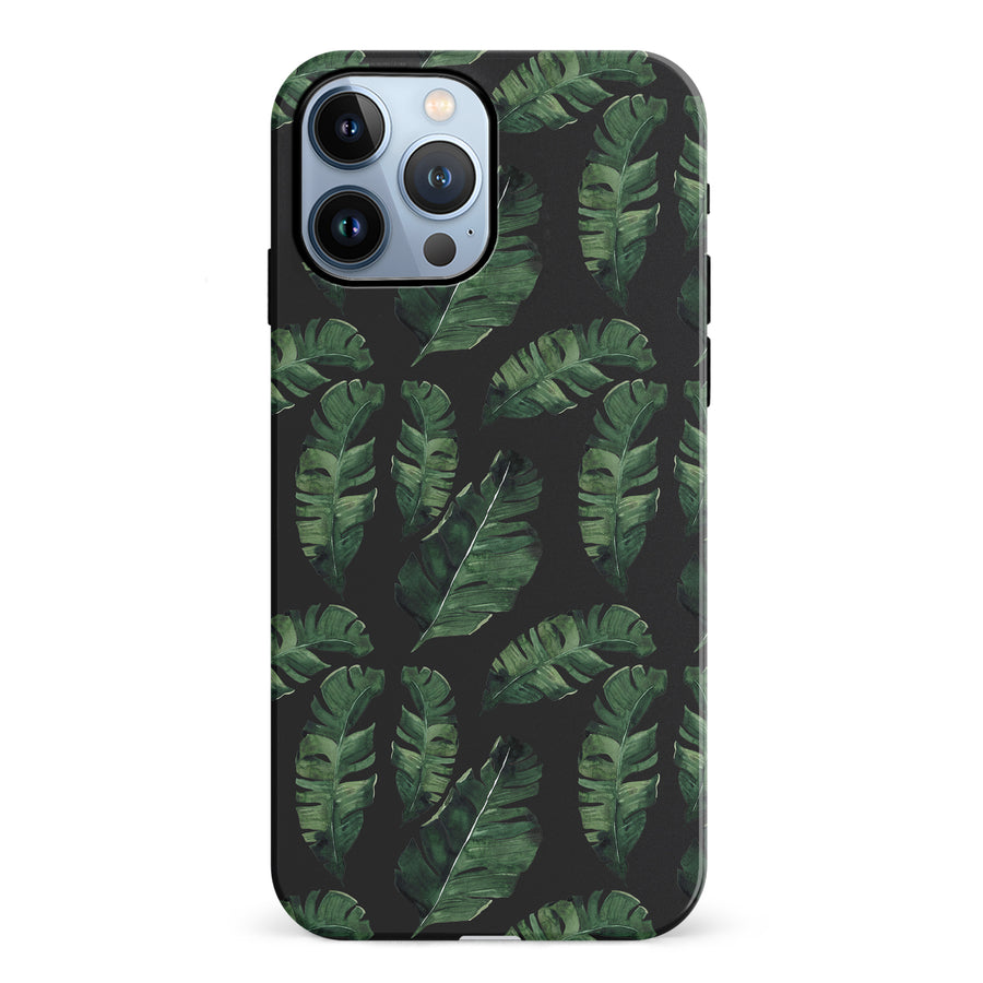 iPhone 12 Pro Banana Leaves Floral Phone Case in Black