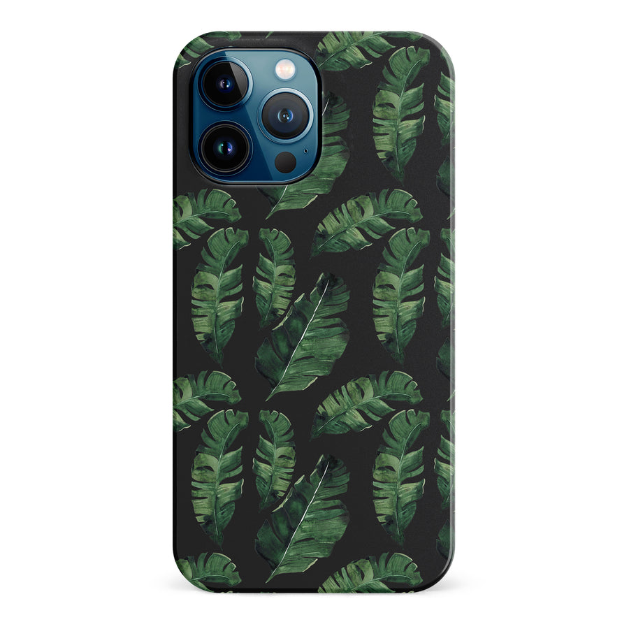 iPhone 12 Pro Max Banana Leaves Floral Phone Case in Black