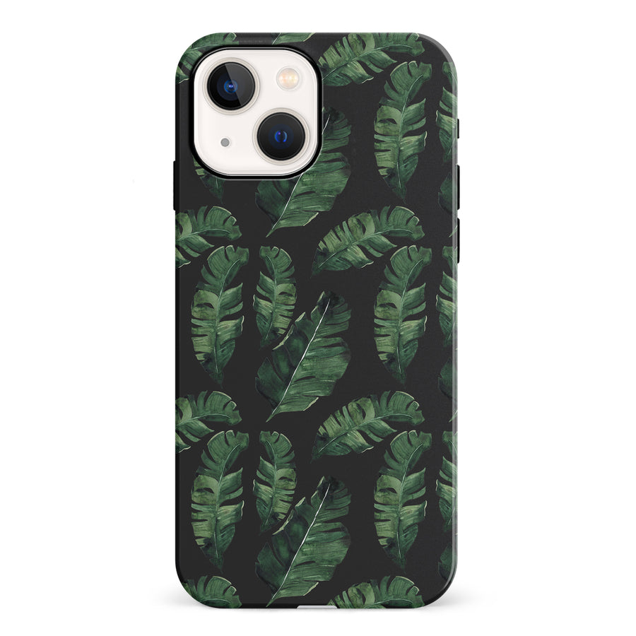 iPhone 13 Banana Leaves Floral Phone Case in Black