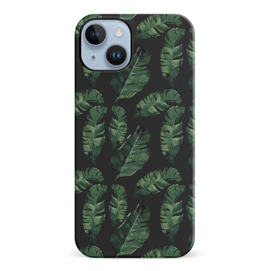 iPhone 14 Plus Banana Leaves Floral Phone Case in Black