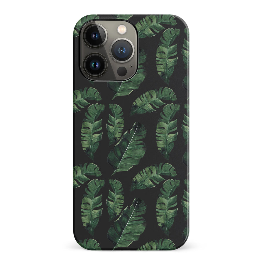 iPhone 14 Pro Banana Leaves Floral Phone Case in Black