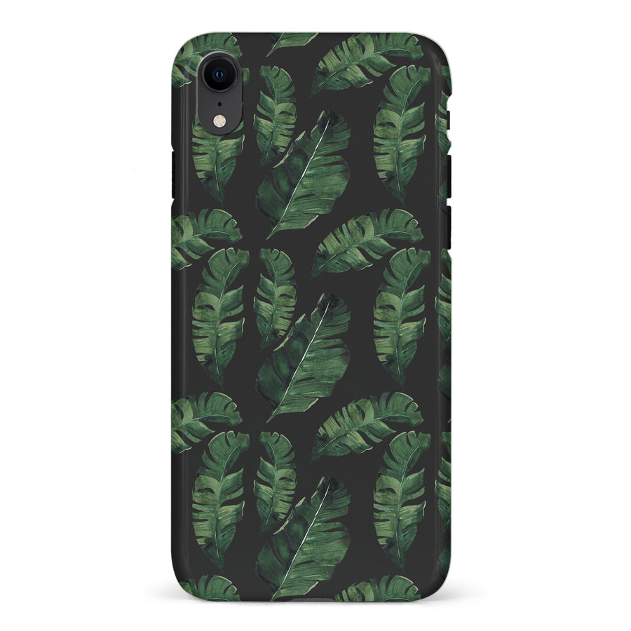 iPhone XR Banana Leaves Floral Phone Case in Black